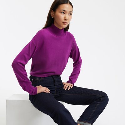 Pull col roule femme violet La Redoute