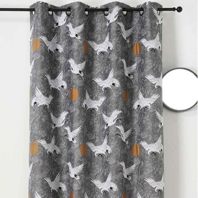 Rideau jacquard imprimé de grues japonaises LINDER