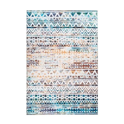 Tapis vintage effet usé, multicolore tissé plat 100% polyester imprimé - Galaxy ONE COUTURE
