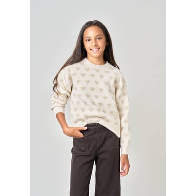 Pull fille motif cœurs en maille douce CLEMY DEELUXE