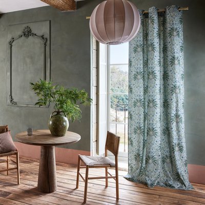 Rideau Ubari Tamisant en Toile de coton imprimée d'un motif végétal Vert 200x270 cm MADURA