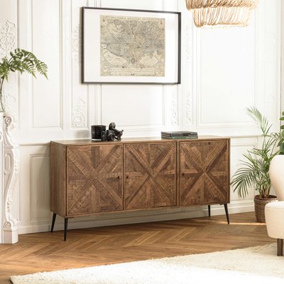Buffet 3 portes bois recyclé marqueterie KORKAI PIER IMPORT