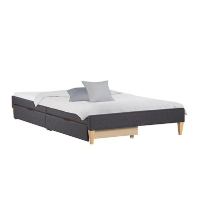 Lit capitonné 90x200 cm avec 2 tiroirs HOMESTYLE4U