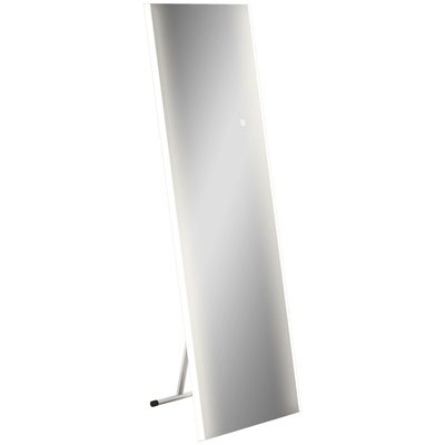 Miroir sur pied ou mural rectangulaire grande taille LED verre métal blanc HOMCOM