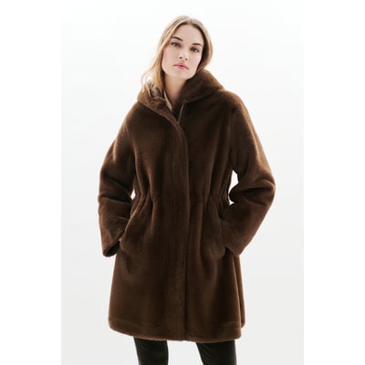 Manteau Gapuchon marron chocolat femme CAROLL