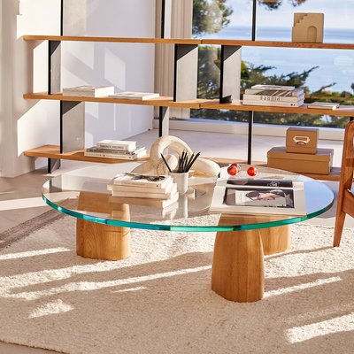 Couchtisch Clay mit 3 Beinen, rund, Eiche und Glas AM.PM