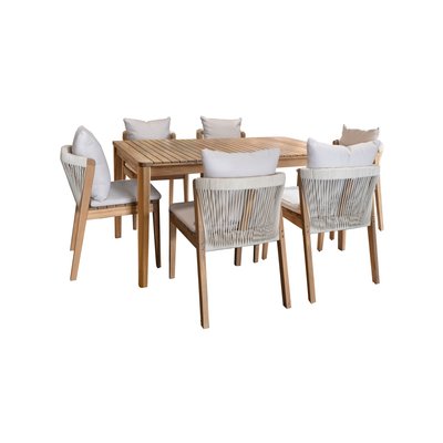 Salon de jardin table et 6 chaises en acacia, FIDJI NOW'S HOME