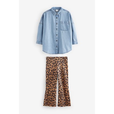 Chemise en denim et legging évasé, ensemble NEXT