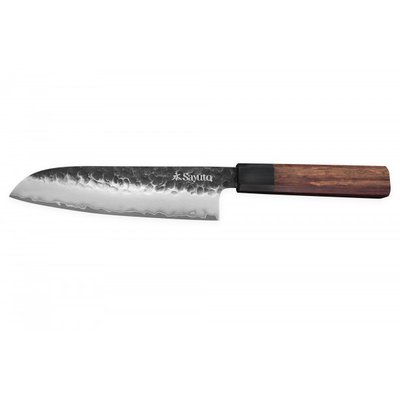 Couteau Sayuto Sequoia San Mai modèle santoku 18cm brute de forge SAYUTO