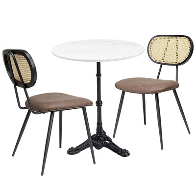 Table et deux chaises en microfibre, BISTROT KARE DESIGN