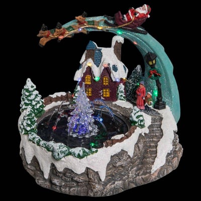 Village lumineux fontaine père noël et traineau 20 LED ATMOSPHERA