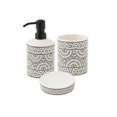 Set salle de bain à motifs 3 pièces porcelaine TRIBU GUY LEVASSEUR