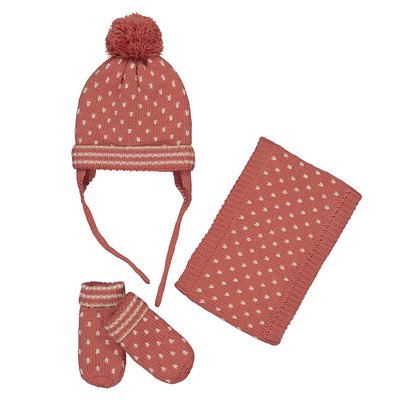 Set aus Mütze mit Pompon + Snood + Fäustlingen mit Glanzeffekt LA REDOUTE COLLECTIONS