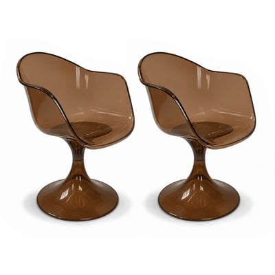 Lot de 2 fauteuils de table en résine acrylique, GLAM NOW'S HOME