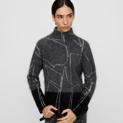 Pull avec mohair et laine mérinos en jacquard ADOLFO DOMINGUEZ