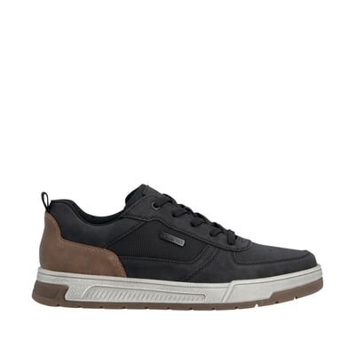 Sneakers noires à talon plat pourvues de lacets et d'un zip latéral RIEKER