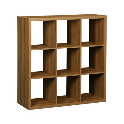 Etagère bibliothèque décor bois cubique 3 niveaux 9 compartiments BASIKS SWEEEK