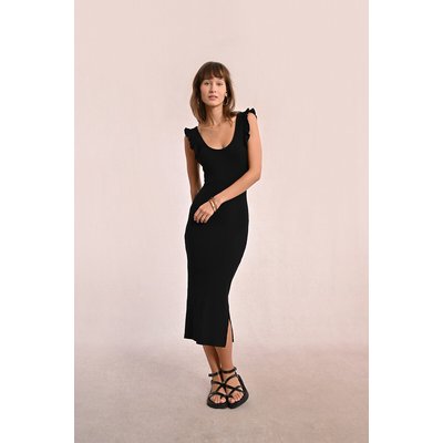 Robe moulante à bretelles et volants MOLLY BRACKEN