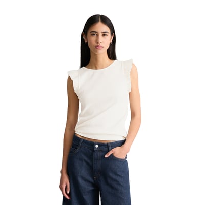 Top à volants sans manches regular en mélange de coton bio MARC O’POLO DENIM