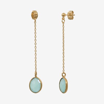 Boucles d'oreilles dorées longues - SERTI PM CAROLINE NAJMAN