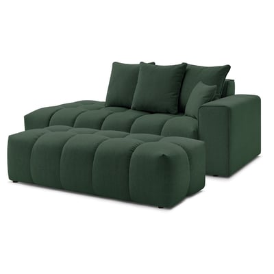 Canapé droit fixe 5 places en tissu chiné avec pouf, MONT-BLANC BOBOCHIC