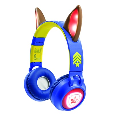 Casque lumineux pliable Bluetooth® et filaire avec un design 3D des oreilles de Chase de La Pat' Patroulle LEXIBOOK