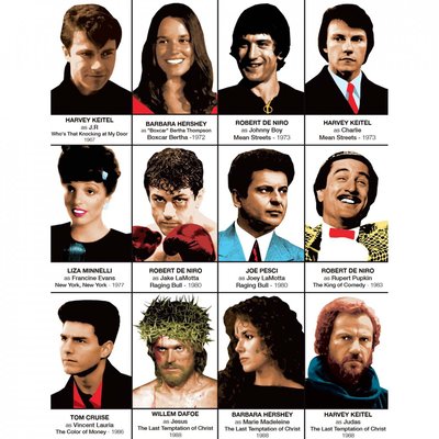 Affiche d’art et cadre noir 30 x 40 cm - Martin Scorsese characters - Olivier Bourdereau WALL EDITIONS