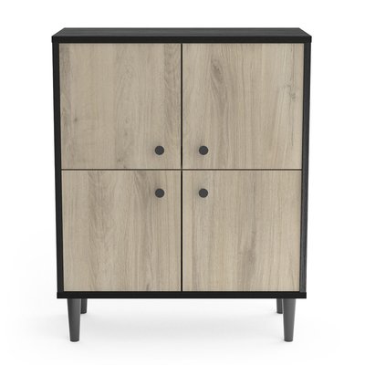 Petit Buffet 4 Portes Effet Bois L61cm - ARTY CALICOSY