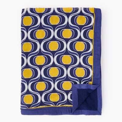 Fouta doublée imprimé, 100x180cm. Extérieur en coton issu de l'agriculture biologique et doublure en éponge MONOPRIX