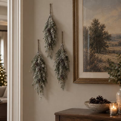 Set of 3 80cm Nordic Lights Snowy Foliage Hanging Spray SO'HOME