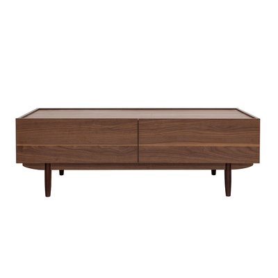 Table basse rectangulaire avec rangements 2 tiroirs finition bois foncé noyer L120 cm SANAA MILIBOO