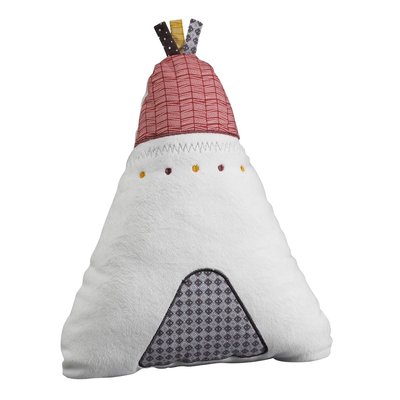 Coussin déco Tipi 27x22cm en polyester blanc - TIMOUKI SAUTHON