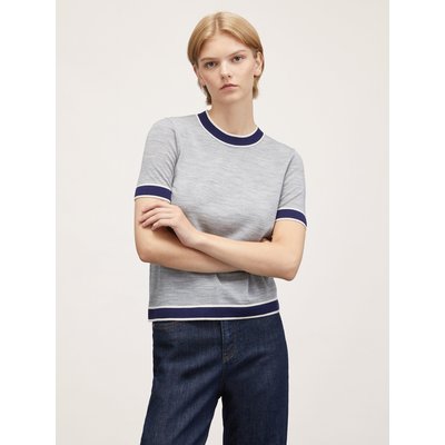 T-shirt en pure laine avec bords de couleur contrastante MOTIVI