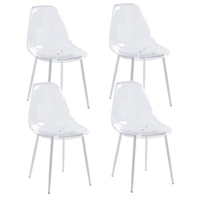 Lot de 4 chaises transparentes avec pieds en acier - CASPER MATHI DESIGN
