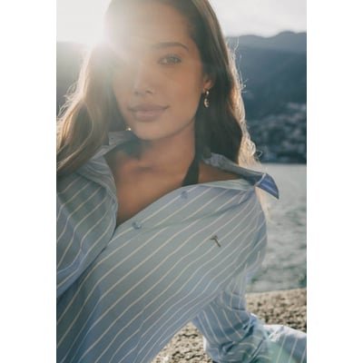 Chemise En Popeline Rayée GUESS