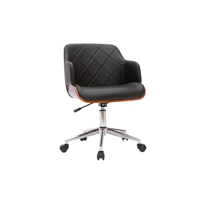 Chaise de bureau à roulettes design en tissu effet velours texturé gris, bois clair et acier chromé SANDRO MILIBOO