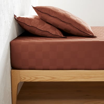 Drap-housse satin de coton lavé, Victor damier LA REDOUTE INTERIEURS