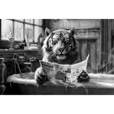 Tableau Sur Verre Synthétique Tigre Au Bain ANIMAUX HUMANISÉS CEANOTHE
