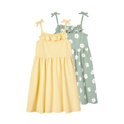 Lot de 2 robes à bretelles 1 imprimée + 1 unie VERTBAUDET