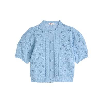 Pull bleu pourvu d'un col rond festonné et d'une fermeture boutonnée LEVI'S
