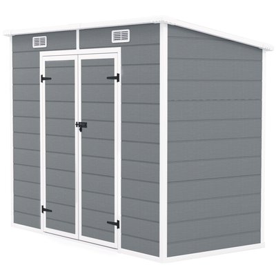 Abri de jardin 2,54 m² dim. 2,4 x 1,3 m fondation incluse PP gris blanc OUTSUNNY