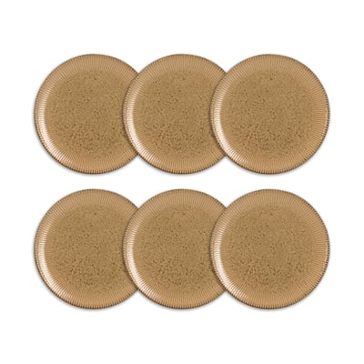 Lot de 6 assiettes plates 27cm en porcelaine, LUNEA OGO LIVING