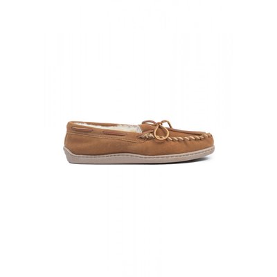 Mocassins en cuir suede fourrés en laine SHEEPSKIN HARDSOLE MINNETONKA