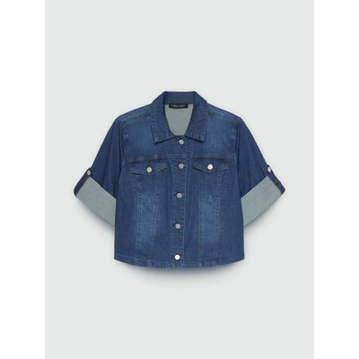Blouson court en denim léger, avec des manches à retrousser FIORELLA RUBINO