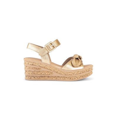 Sandales en cuir velours à talon compensé GABOR