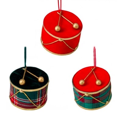 Set de 3 boules de Noël en velours tambours 11x11x7.5cm WADIGA