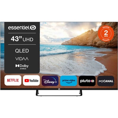 TV QLED 43QLED306W (2024) 43" (109 cm) 4K - Smart TV, coloris blanc ESSENTIEL B