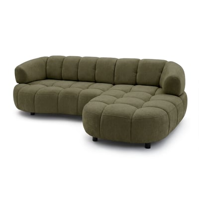 Canapé d'angle convertible 3 places en tissu lisse, LOVELY BOBOCHIC