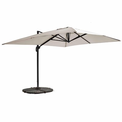 Parasol déporté 4x3m et 4 dalles lestées aluminium, CASERTA OVIALA
