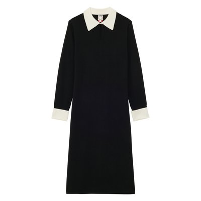 Robe en laine mérinos poignets blancs gabby INES DE LA FRESSANGE PARIS